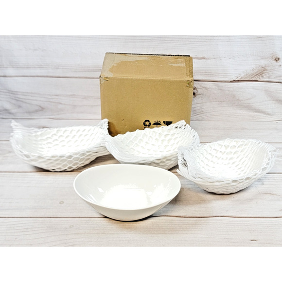 DOWAN Oval Salad Bowls White 9.25" Serving Bowls Set of 4 - Picture 1 of 8